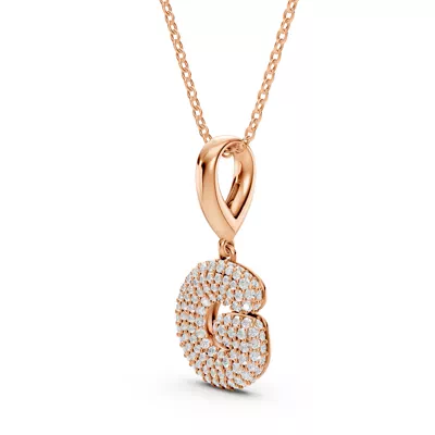 Bubble Pavé Diamond Initial Necklace - G