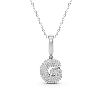 Bubble Pavé Diamond Initial Necklace - G
