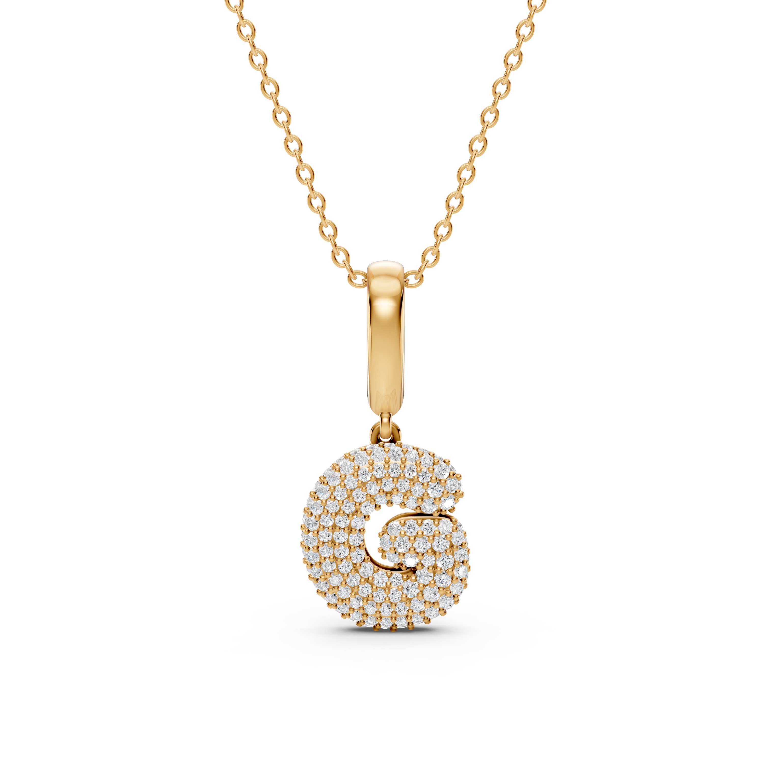 Bubble Pavé Lab Diamond Initial Necklace - G