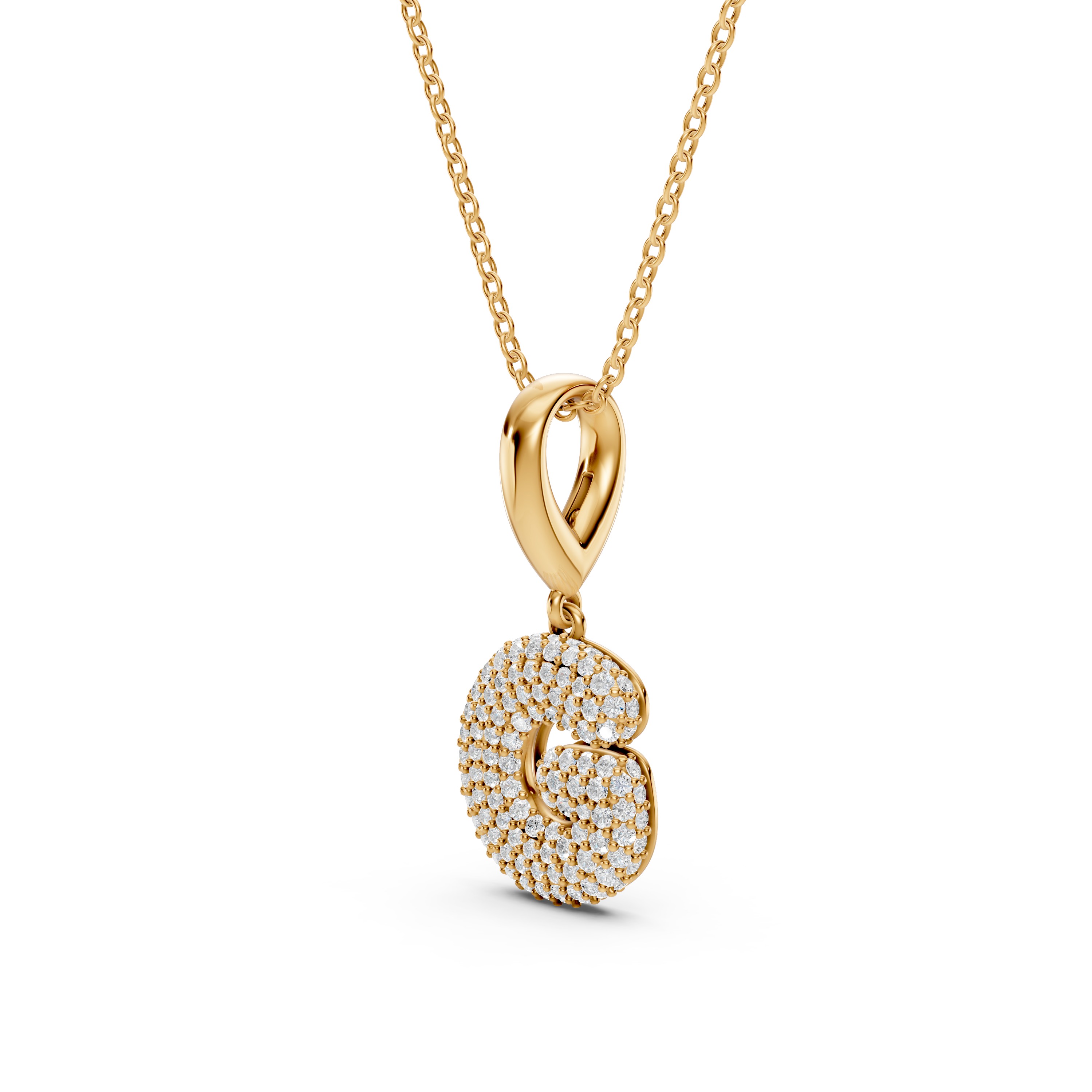 Bubble Pavé Lab Diamond Initial Necklace - G