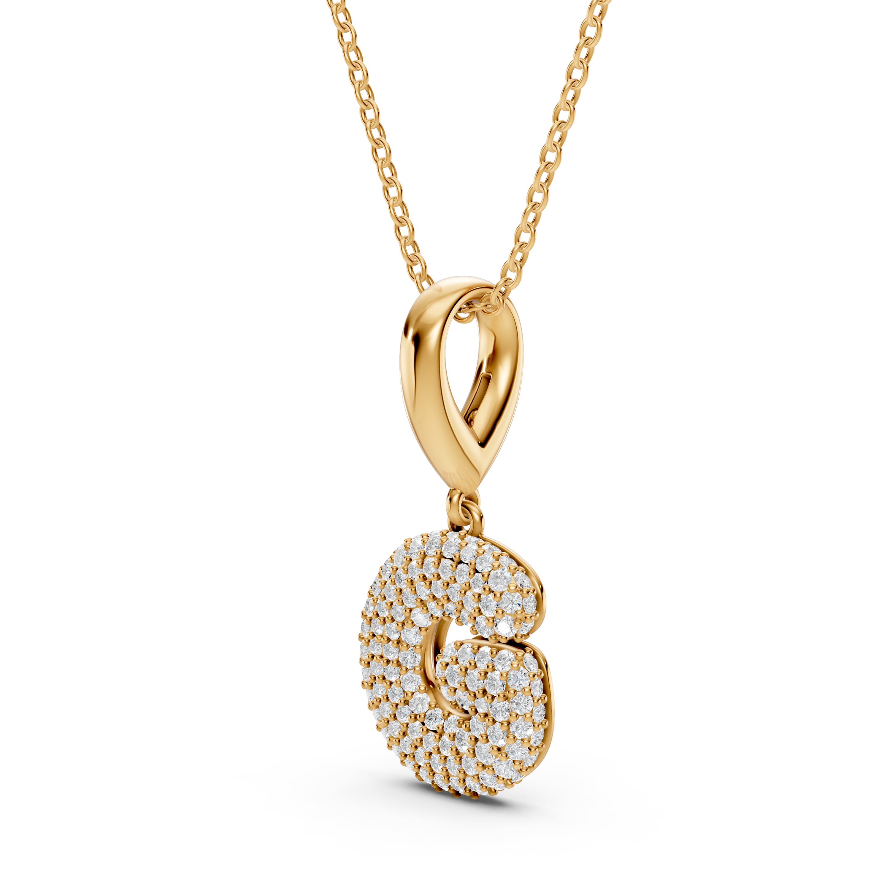 Bubble Pavé Lab Diamond Initial Necklace - G