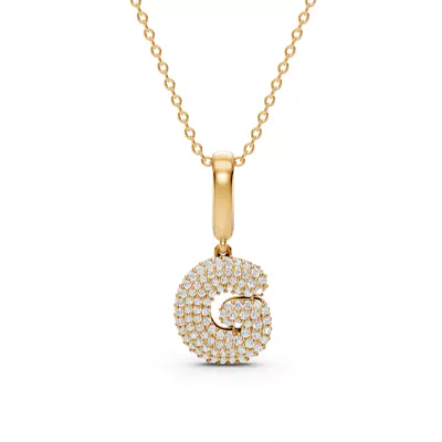 Bubble Pavé Diamond Initial Necklace - G