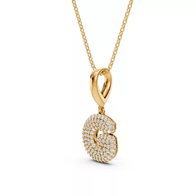 Bubble Pavé Diamond Initial Necklace - G