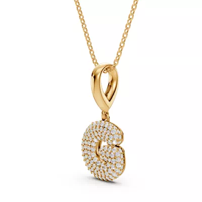 Bubble Pavé Diamond Initial Necklace - G