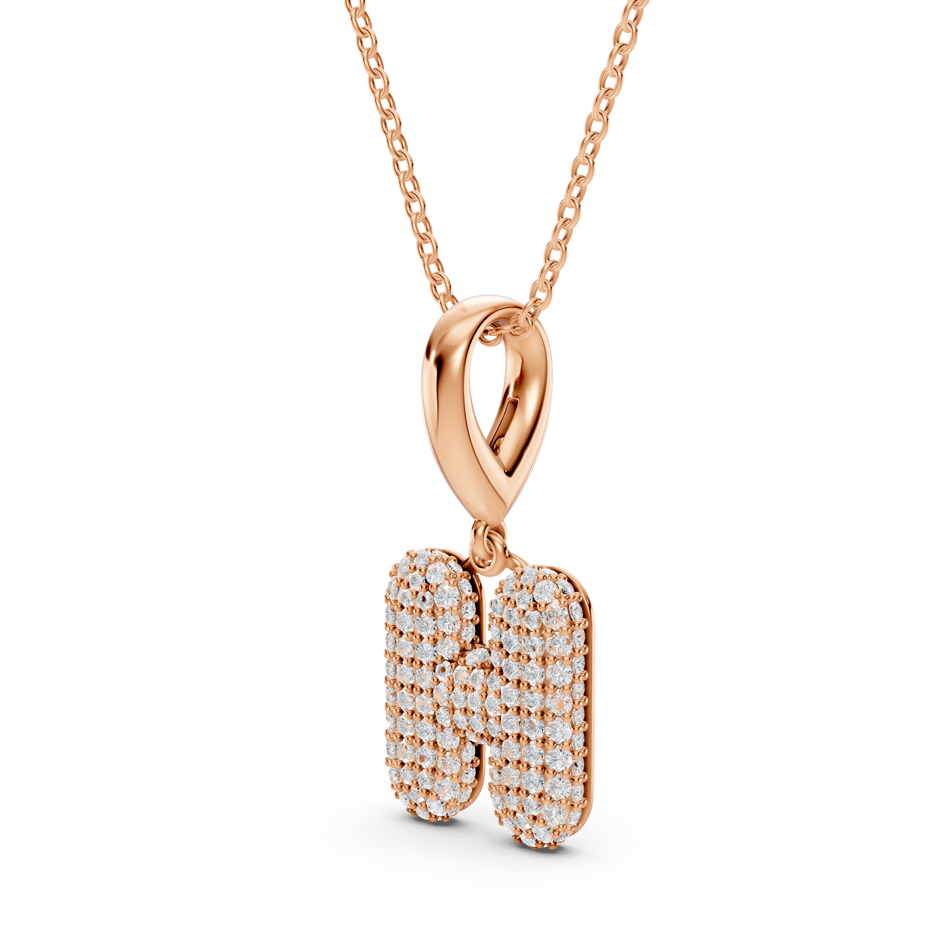 Bubble Pavé Lab Diamond Initial Necklace - H