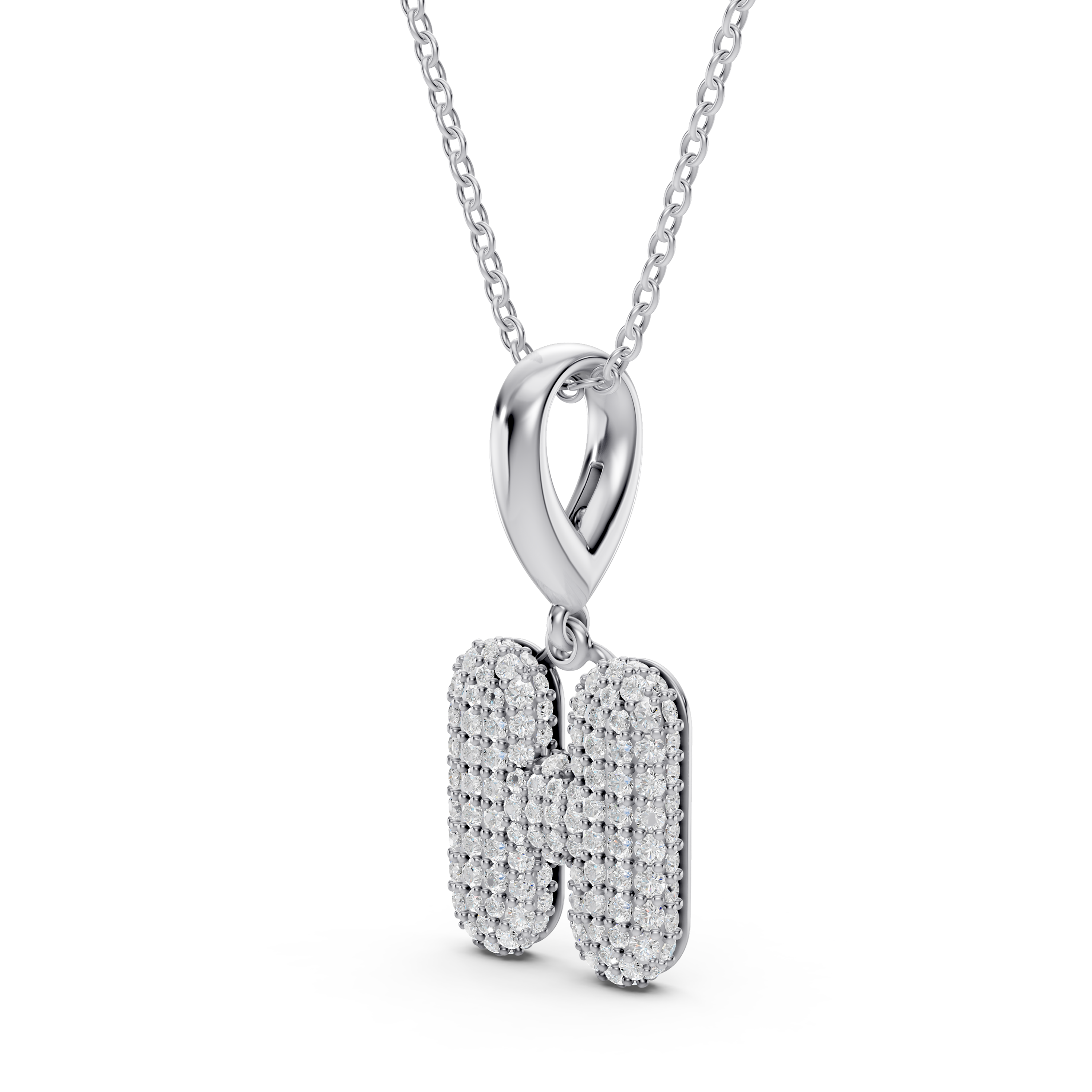 Bubble Pavé Lab Diamond Initial Necklace - H