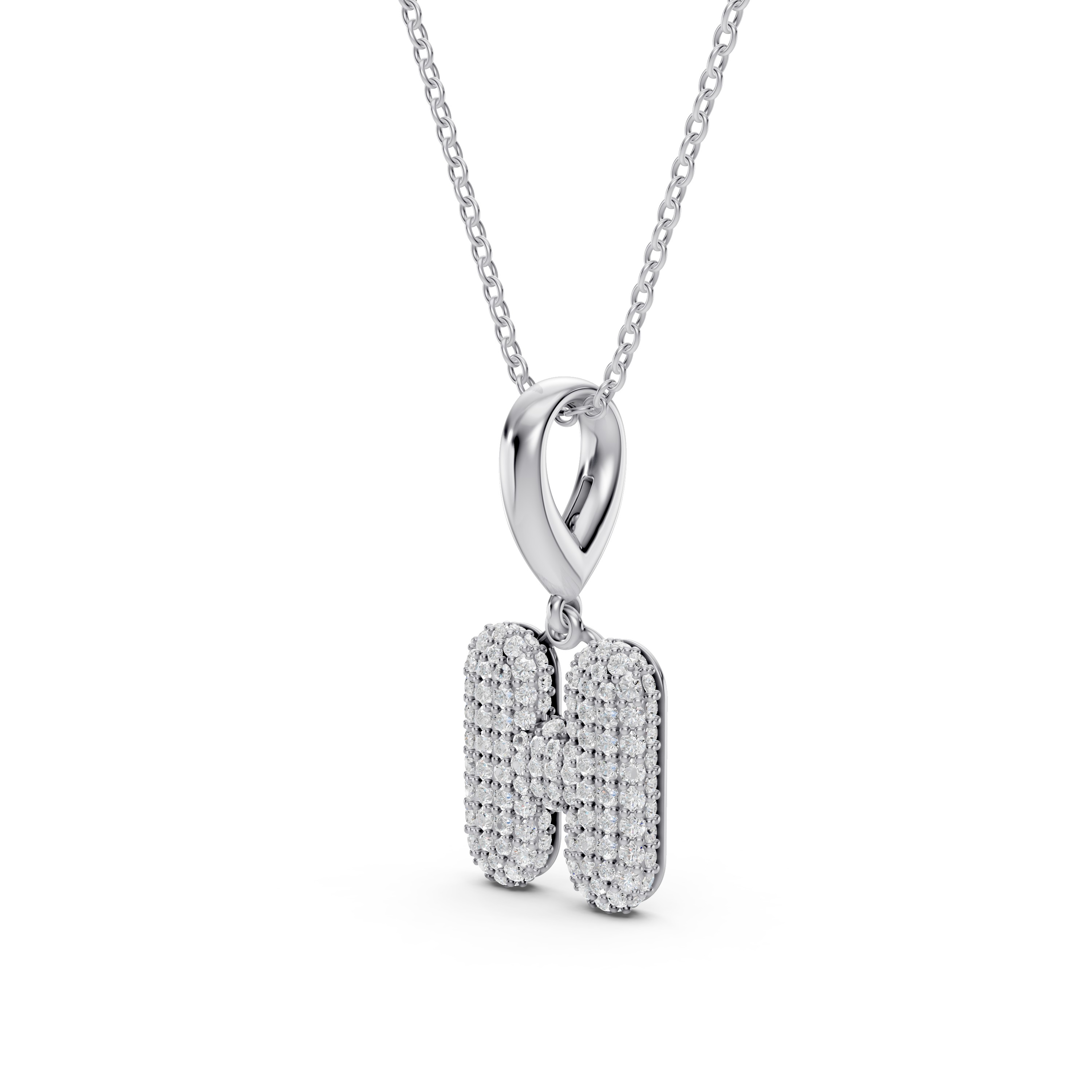 Bubble Pavé Diamond Initial Necklace - H