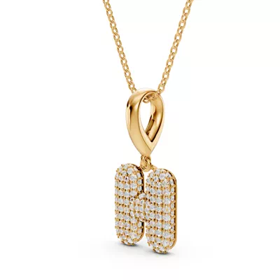Bubble Pavé Diamond Initial Necklace - H