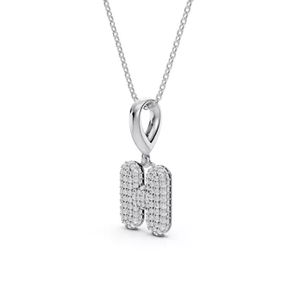 Bubble Pavé Diamond Initial Silver Necklace - H