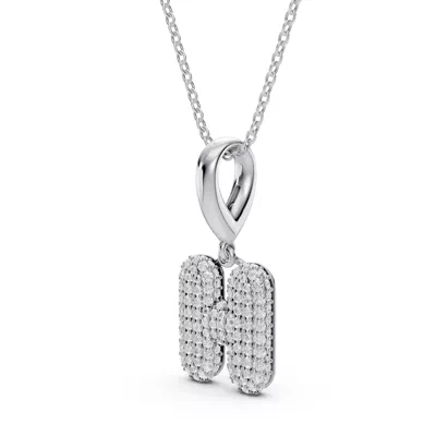 Bubble Pavé Diamond Initial Silver Necklace - H