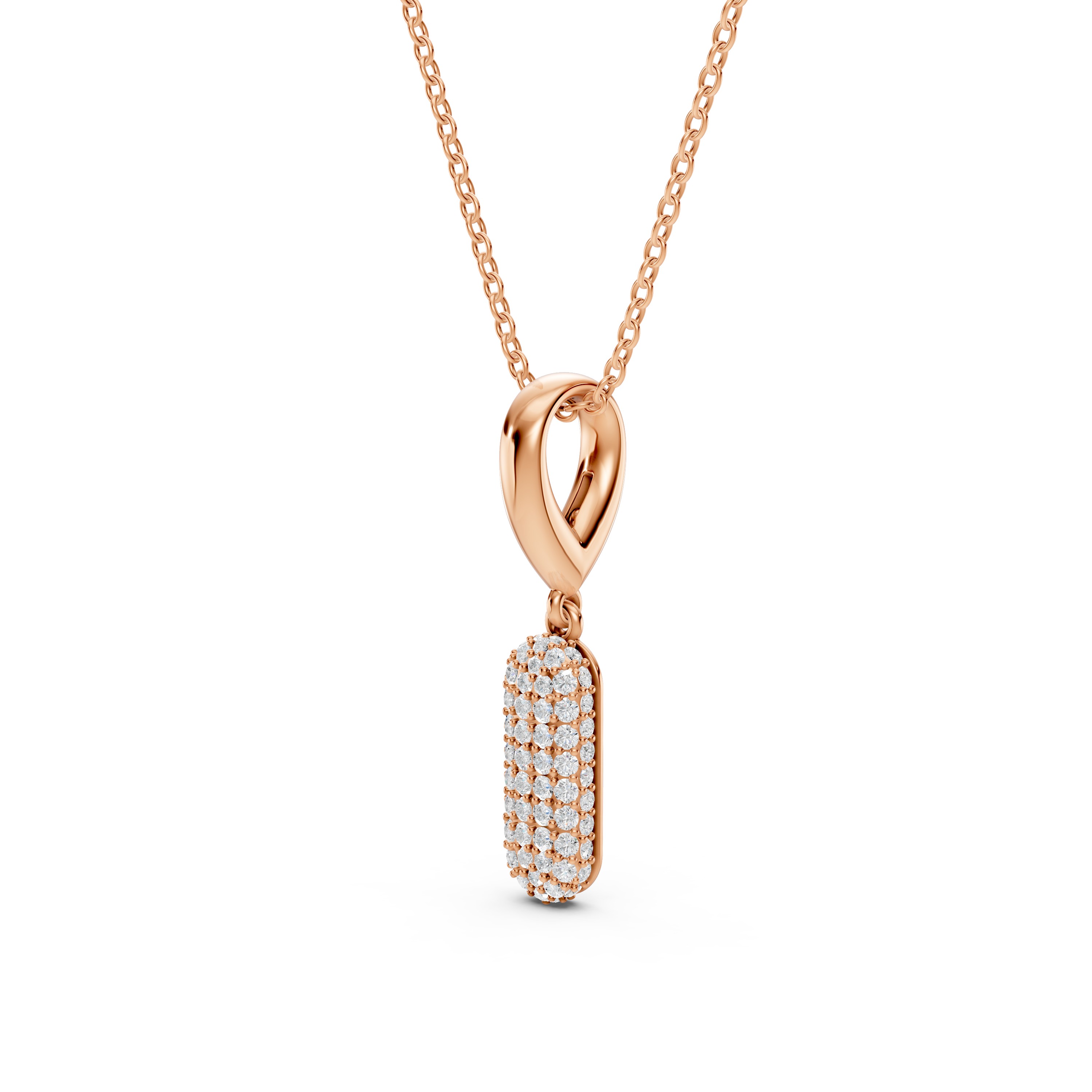 Bubble Pavé Lab Diamond Initial Necklace - I