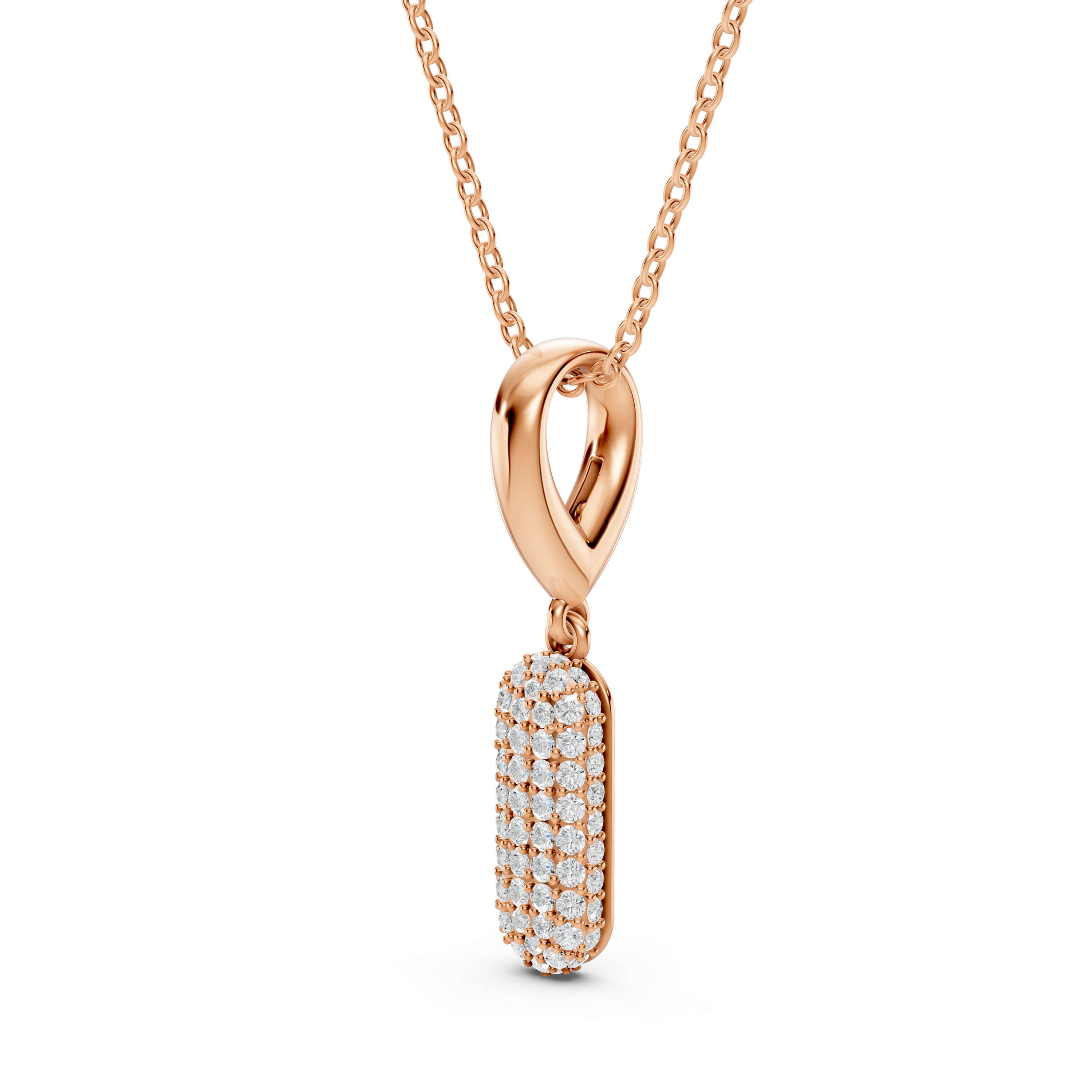 Bubble Pavé Lab Diamond Initial Necklace - I