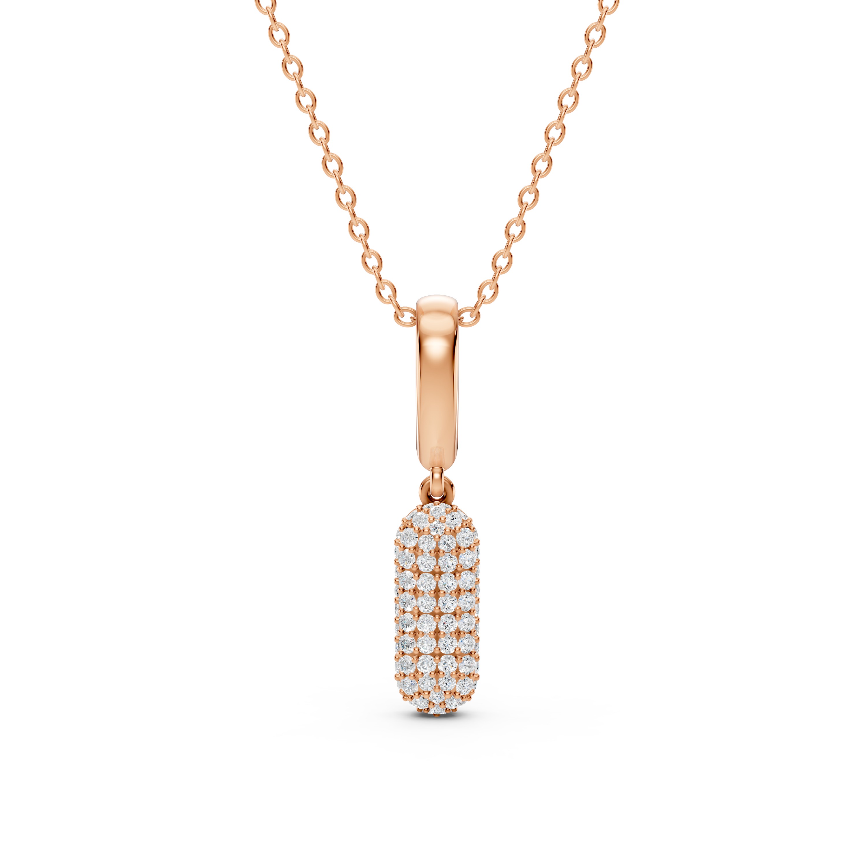 Bubble Pavé Diamond Initial Necklace - I