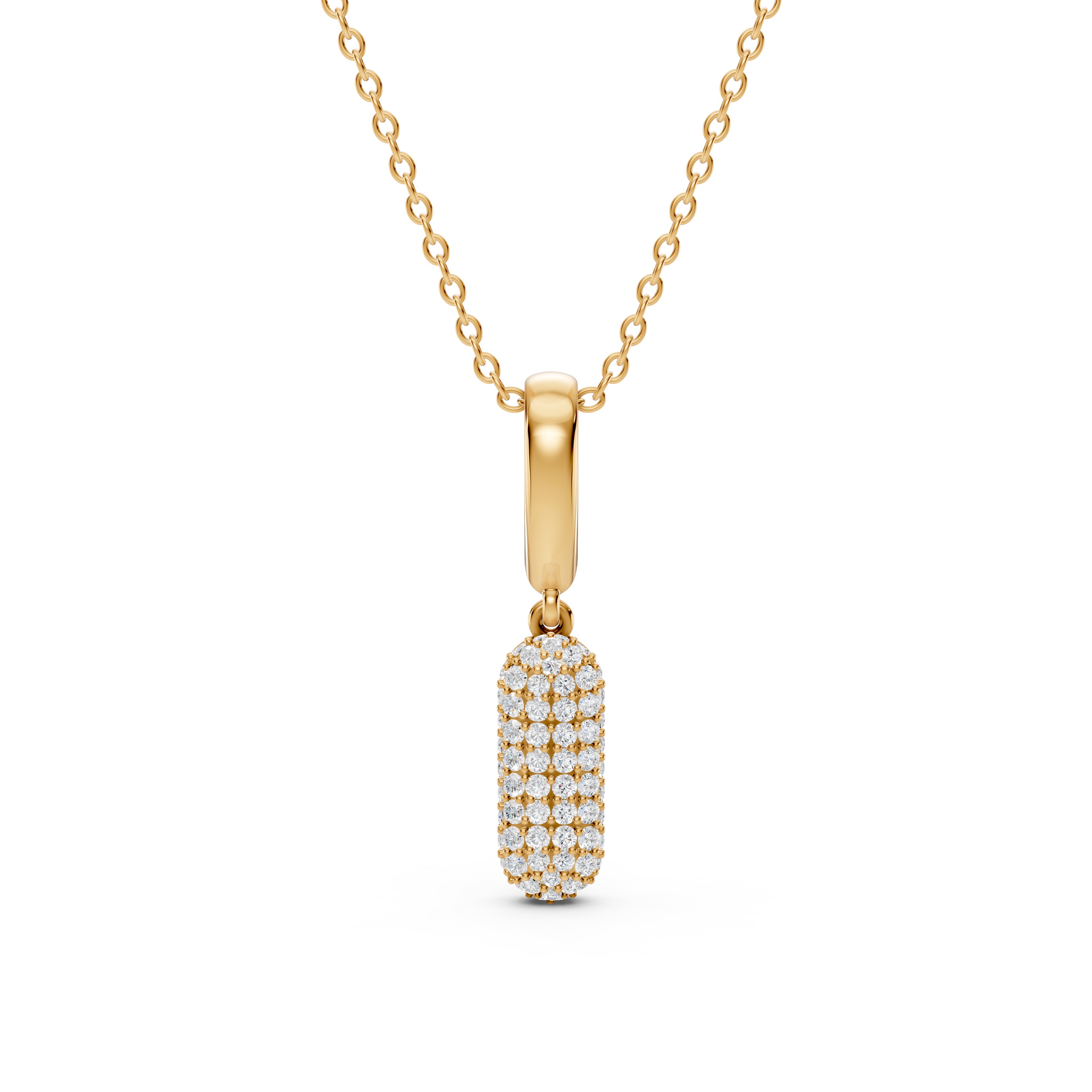 Bubble Pavé Lab Diamond Initial Necklace - I