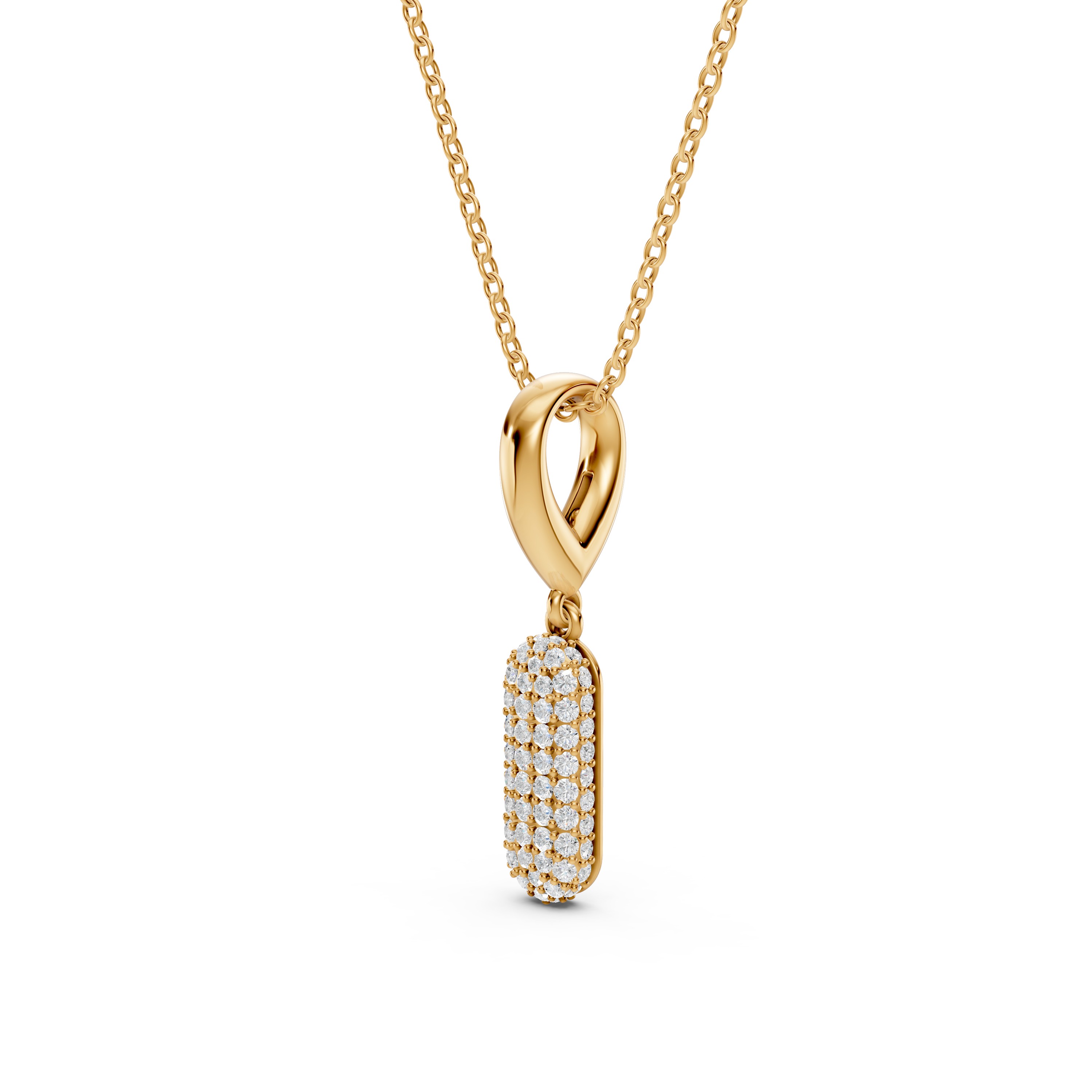 Bubble Pavé Lab Diamond Initial Necklace - I