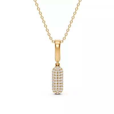 Bubble Pavé Diamond Initial Necklace - I