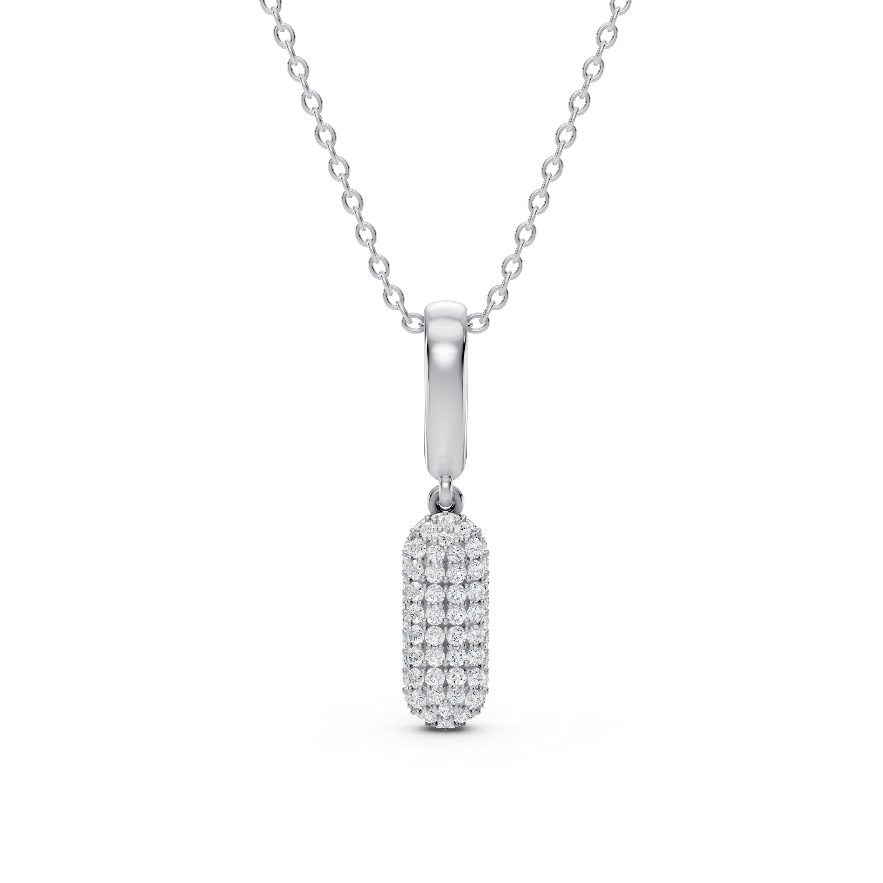 Bubble Pavé Lab Diamond Initial Silver Necklace - I