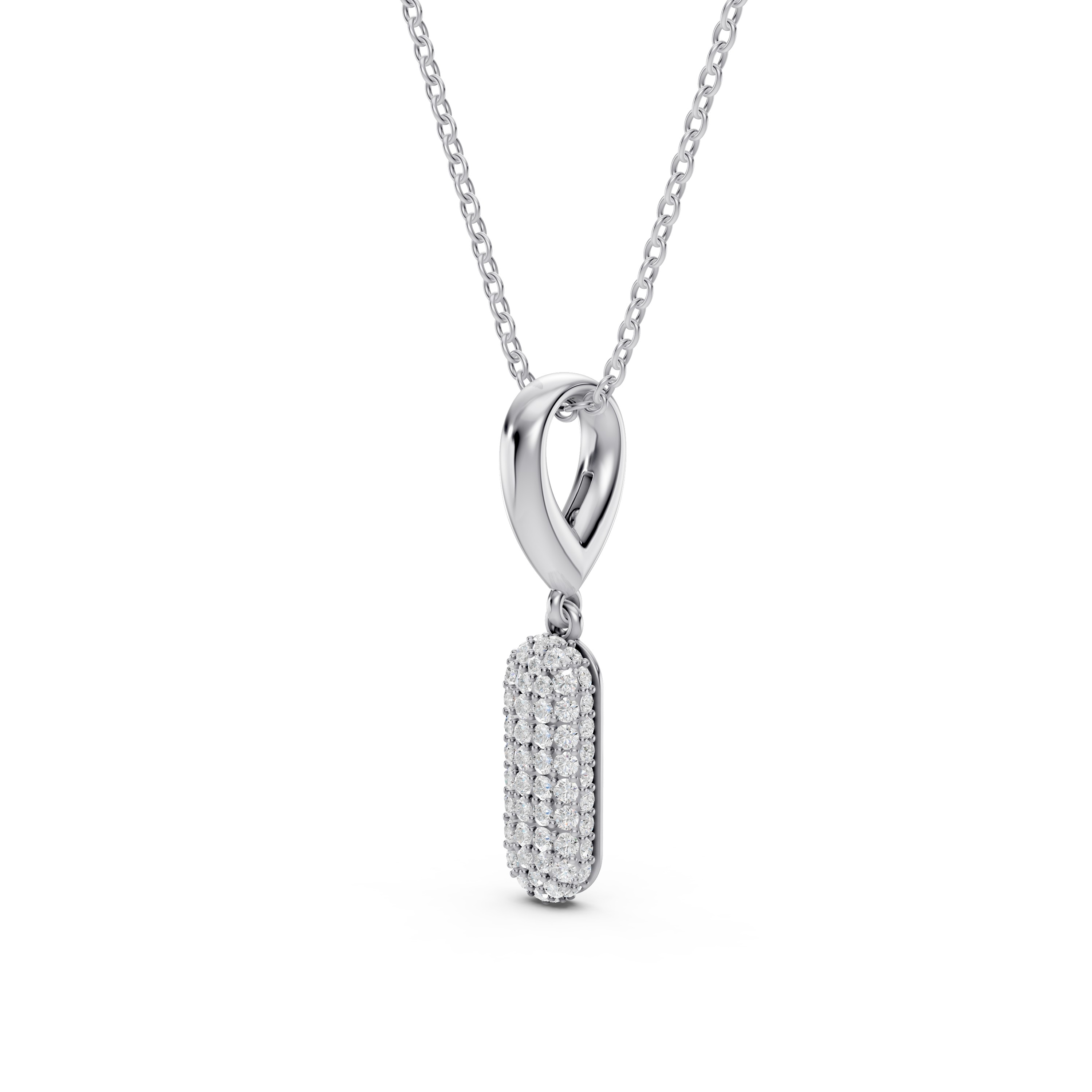 Bubble Pavé Lab Diamond Initial Silver Necklace - I
