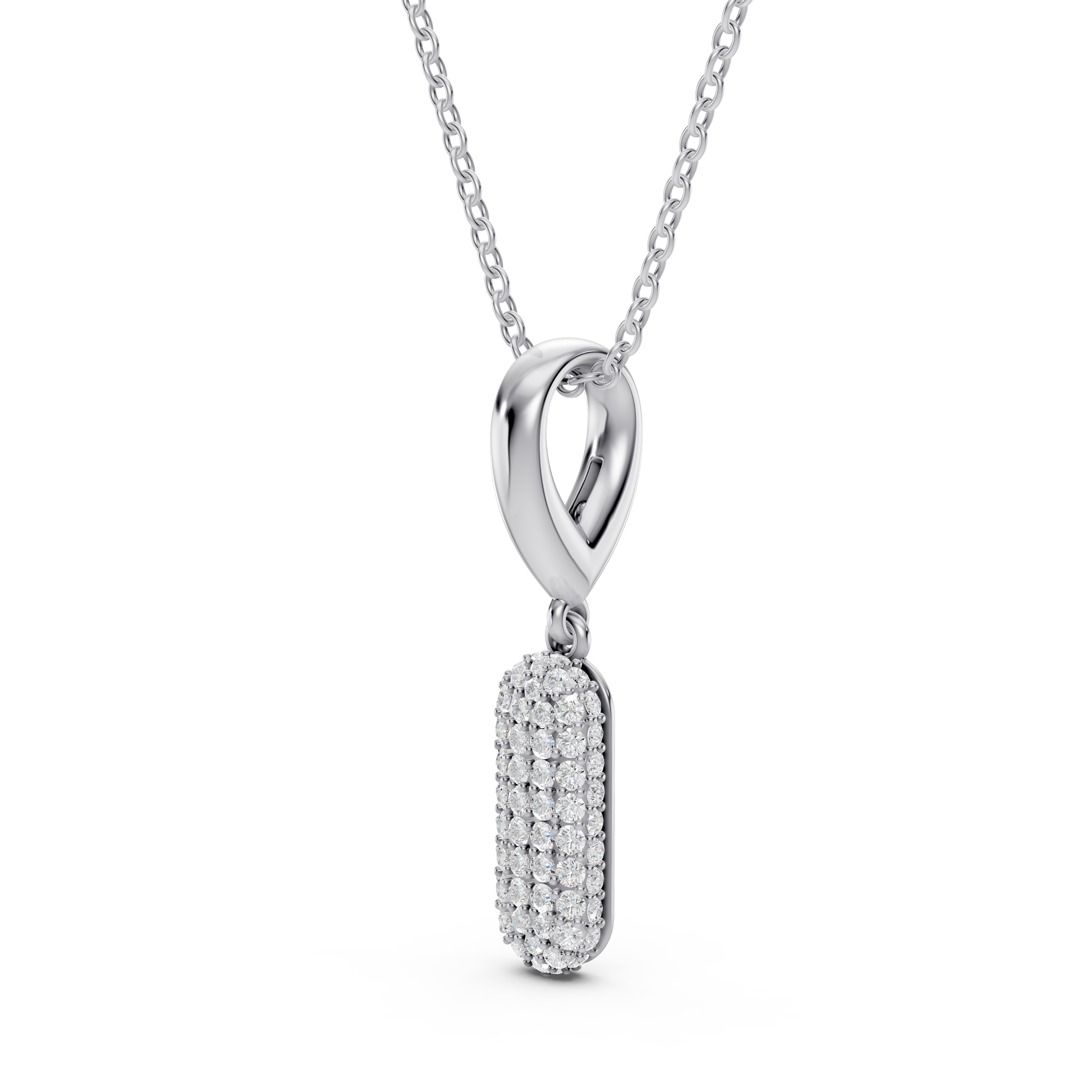 Bubble Pavé Lab Diamond Initial Silver Necklace - I