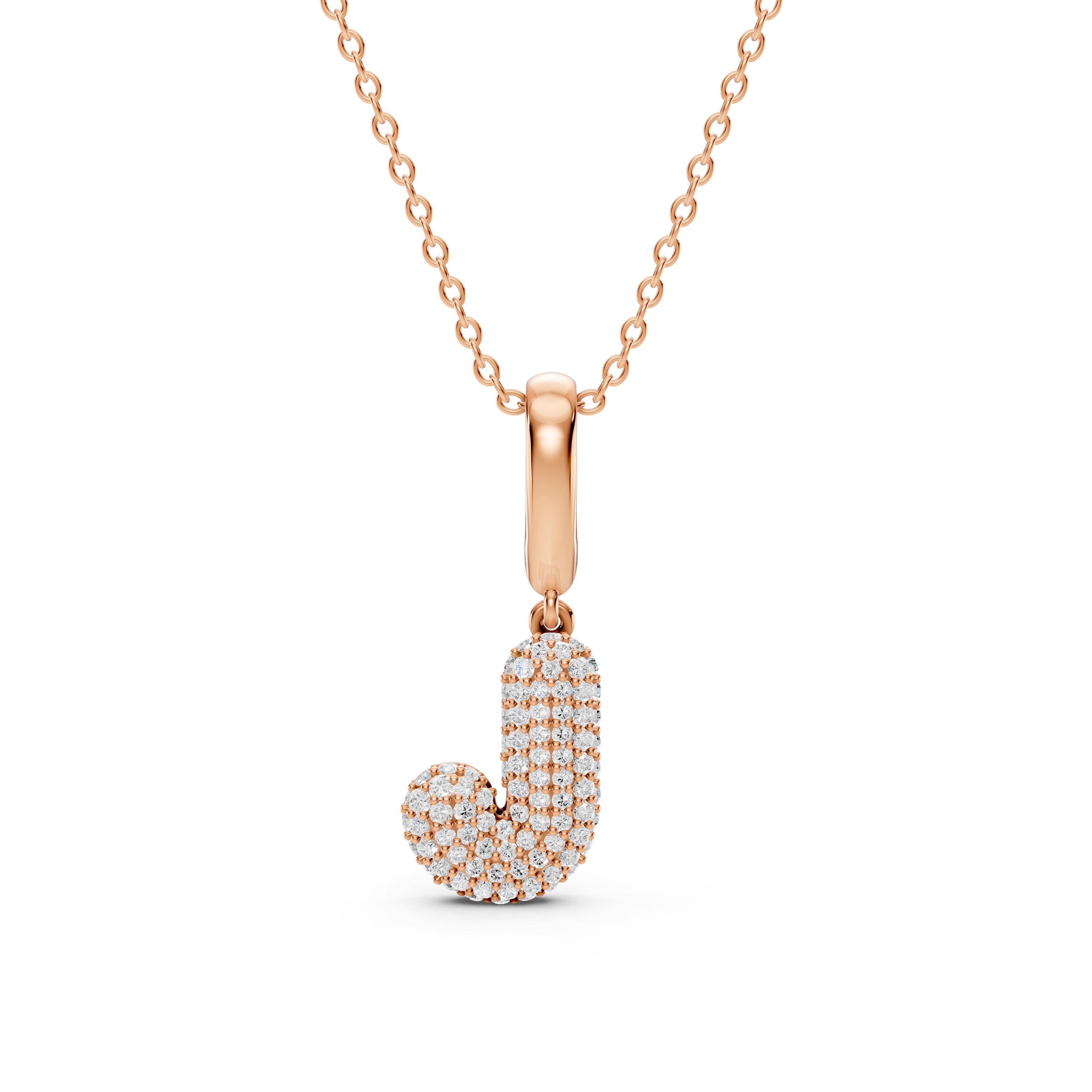 Bubble Pavé Lab Diamond Initial Necklace - J