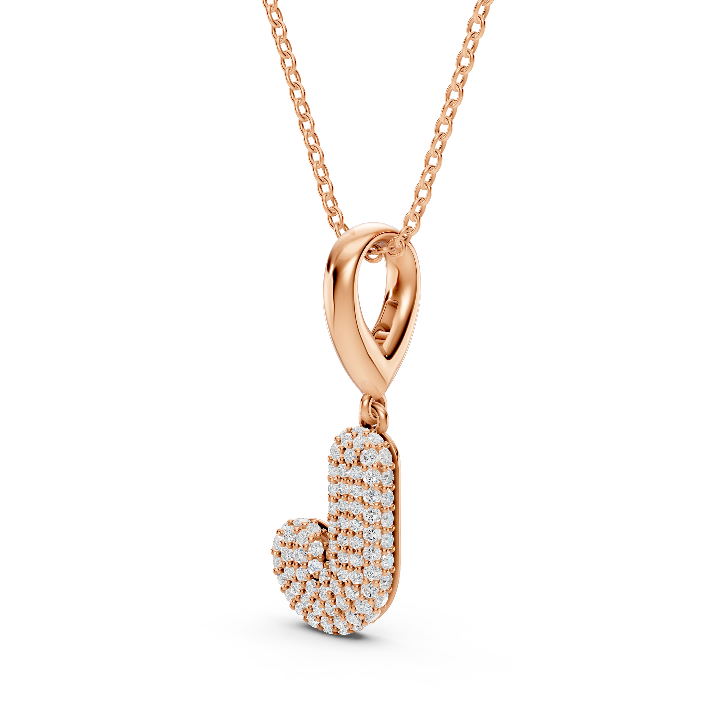 Bubble Pavé Lab Diamond Initial Necklace - J
