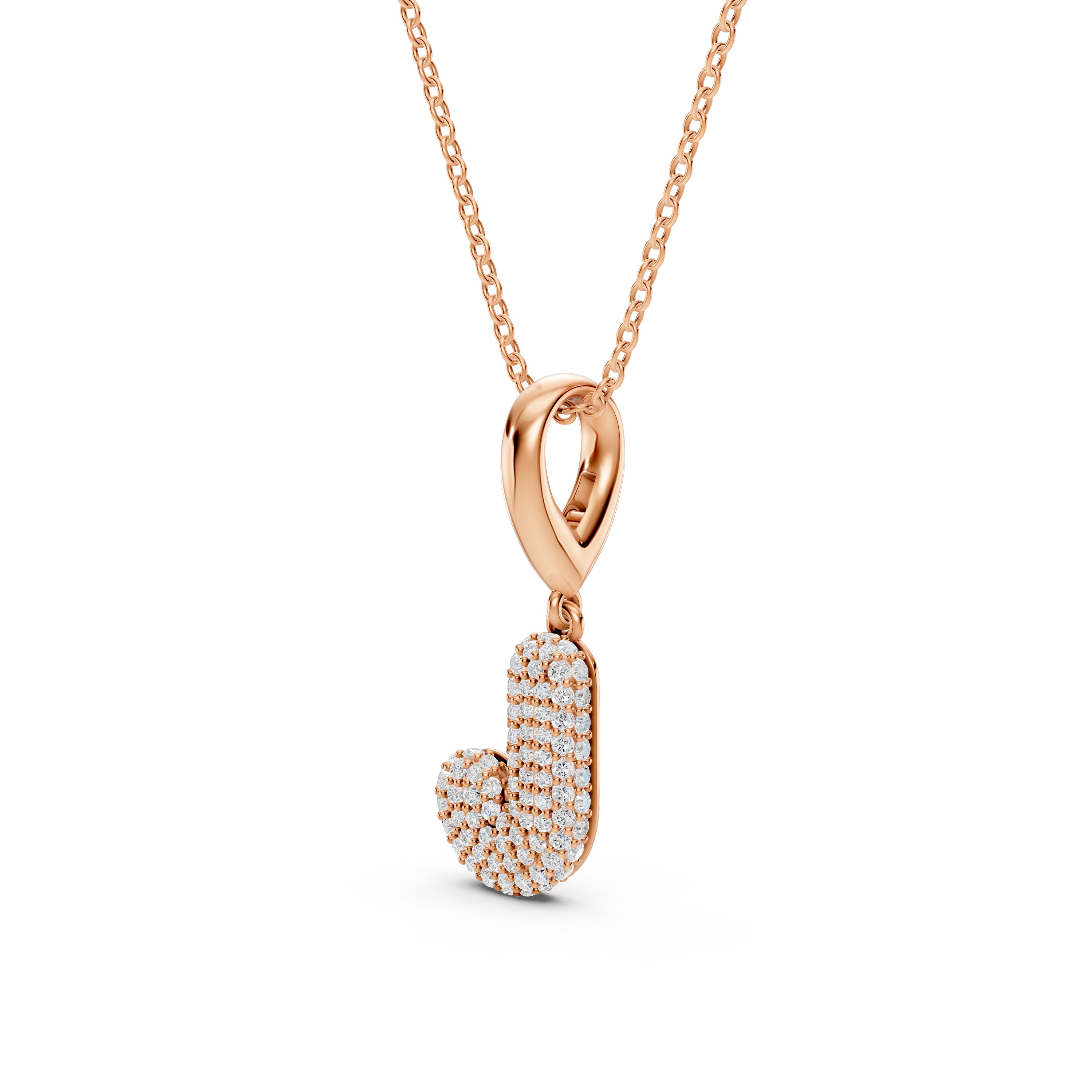 Bubble Pavé Diamond Initial Necklace - J