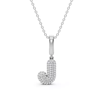 Bubble Pavé Lab Diamond Initial Necklace - J