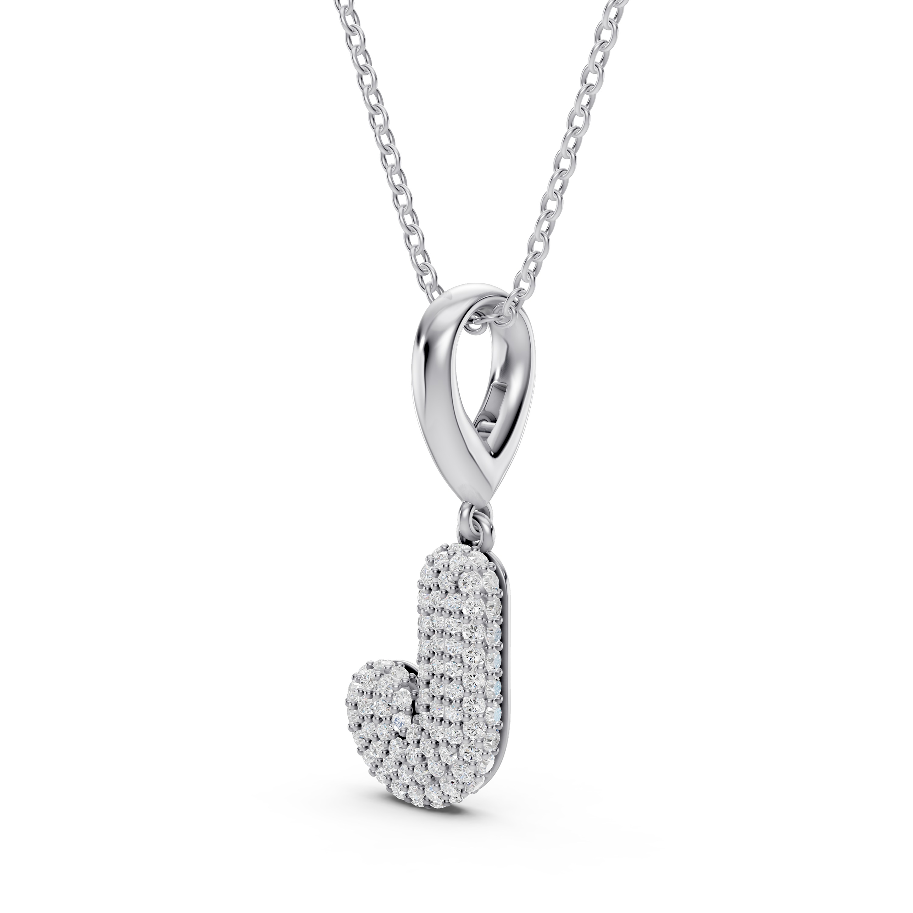 Bubble Pavé Diamond Initial Necklace - J