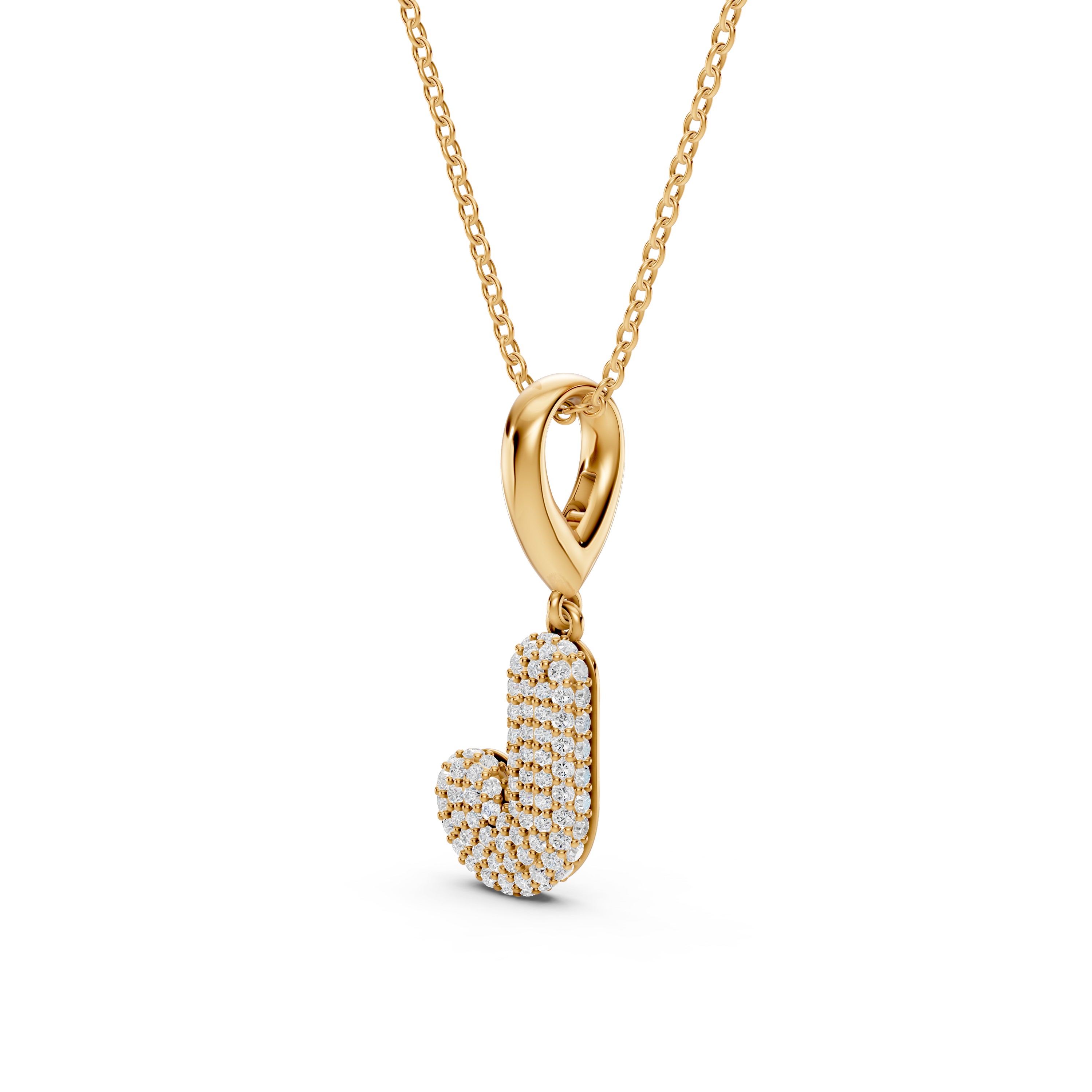 Bubble Pavé Lab Diamond Initial Necklace - J