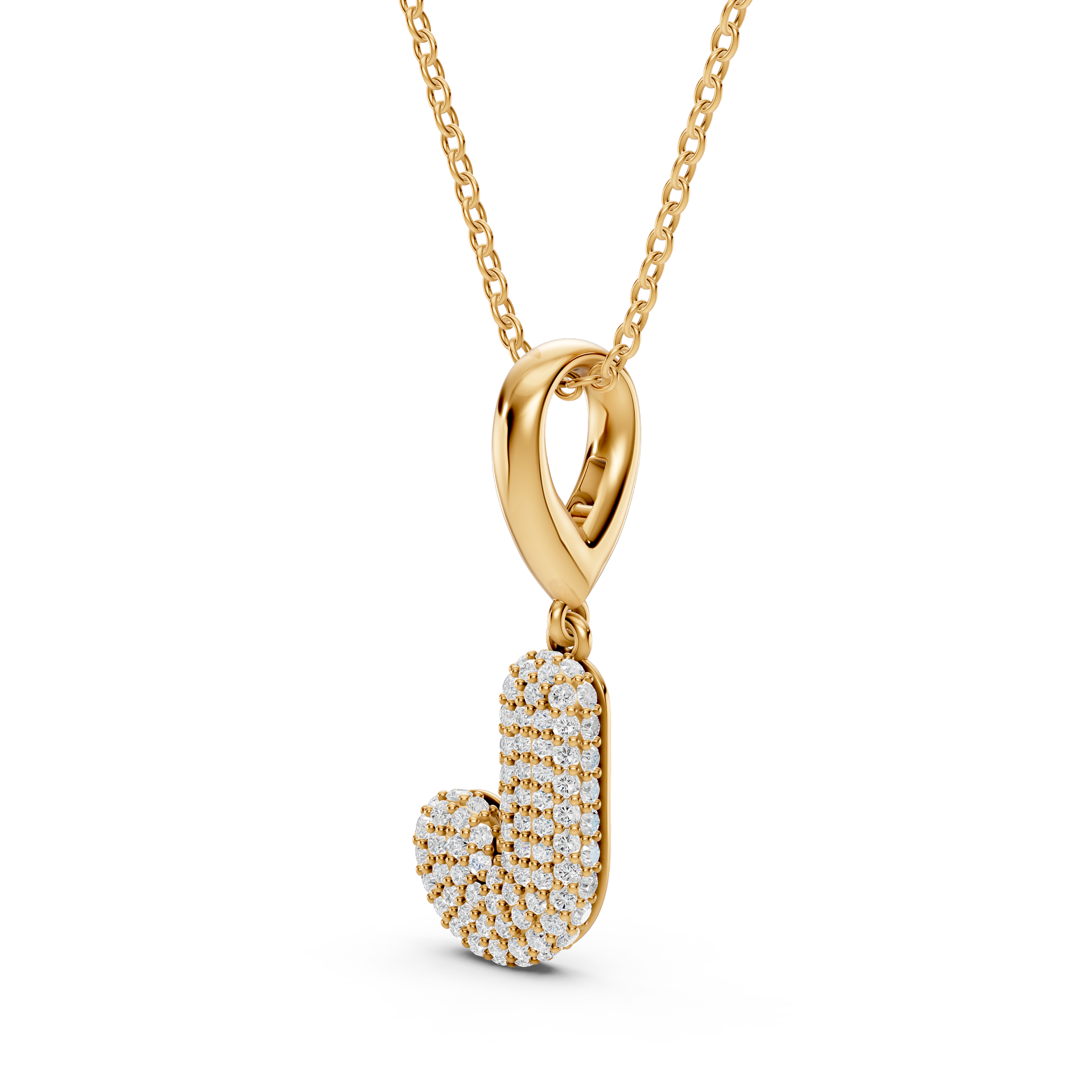 Bubble Pavé Lab Diamond Initial Necklace - J