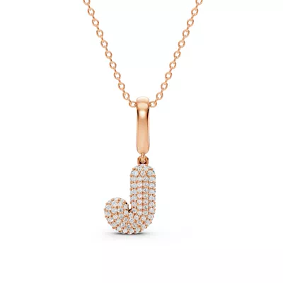 Bubble Pavé Lab Diamond Initial Necklace - J