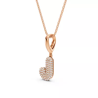 Bubble Pavé Diamond Initial Necklace - J