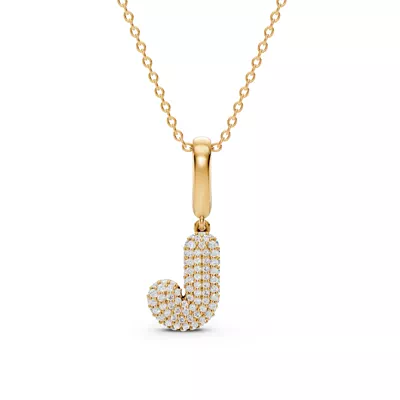 Bubble Pavé Lab Diamond Initial Necklace - J