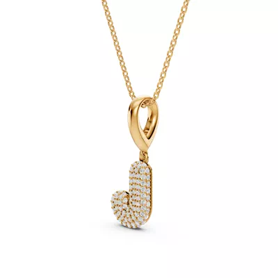 Bubble Pavé Lab Diamond Initial Necklace - J