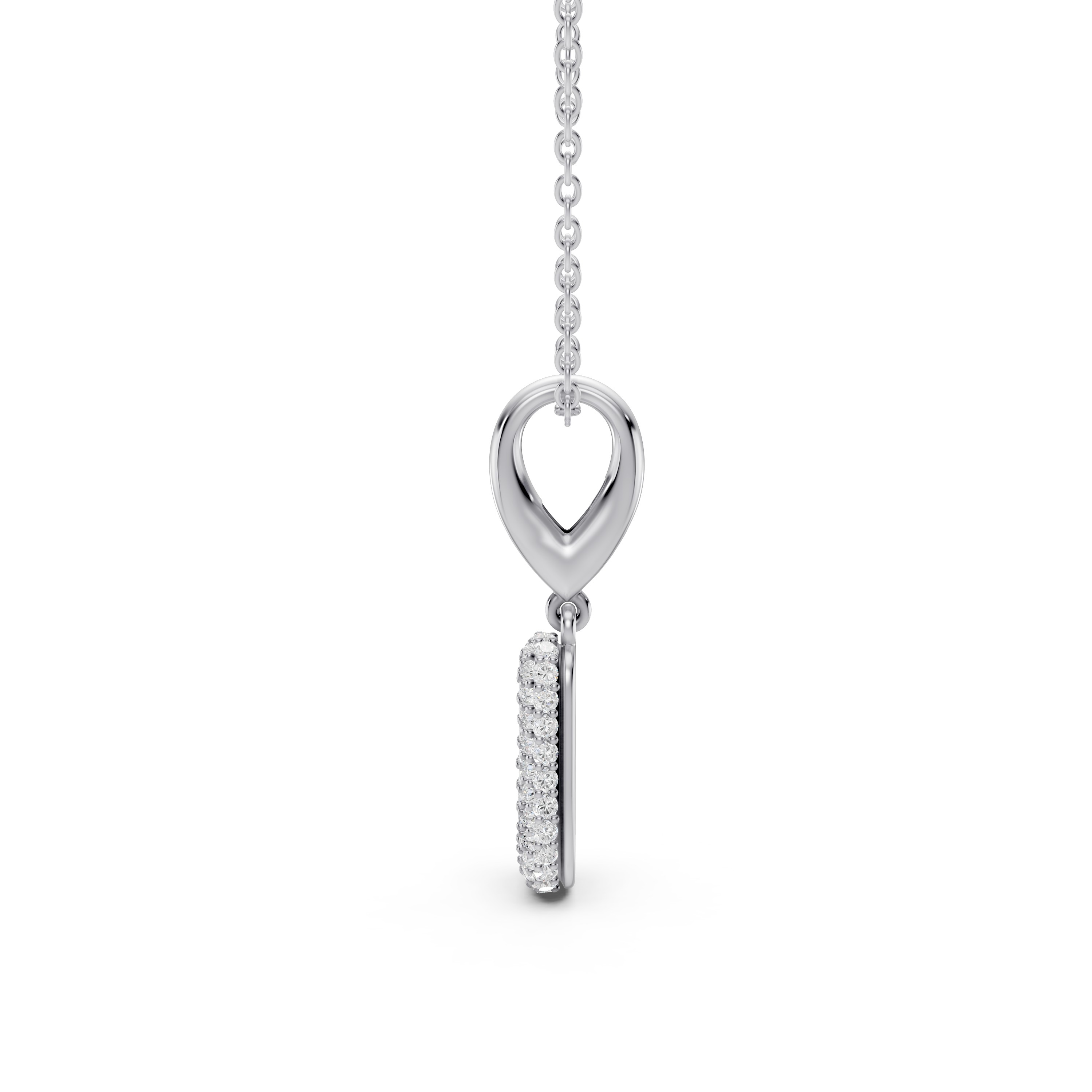 Bubble Pavé Lab Diamond Initial Silver Necklace - J