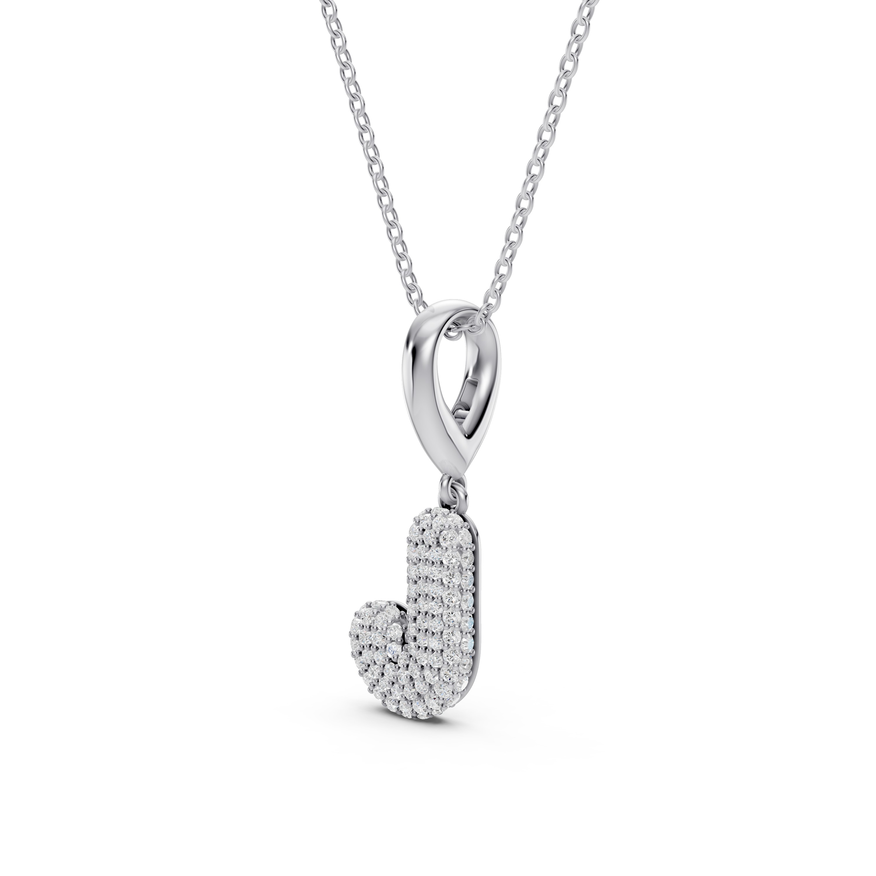 Bubble Pavé Lab Diamond Initial Silver Necklace - J