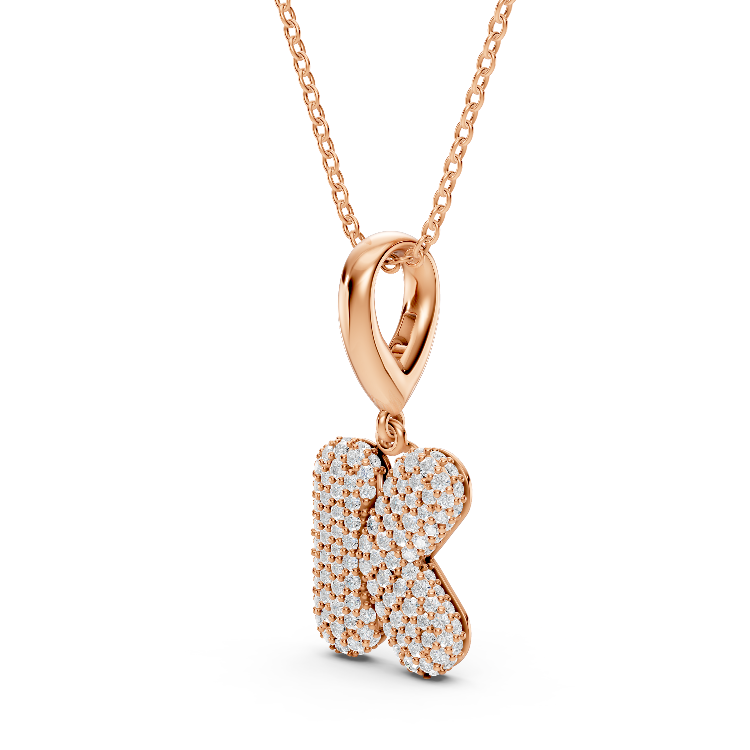 Bubble Pavé Lab Diamond Initial Necklace - K