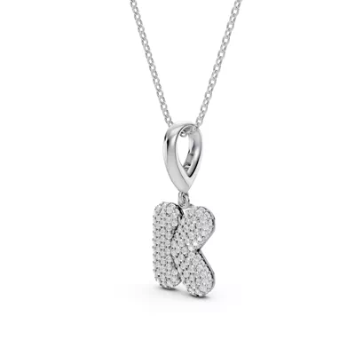 Bubble Pavé Lab Diamond Initial Necklace - K