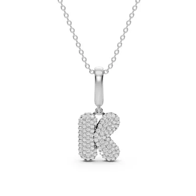 Bubble Pavé Diamond Initial Necklace - K