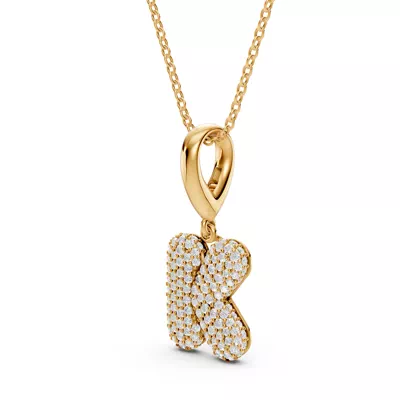 Bubble Pavé Lab Diamond Initial Necklace - K