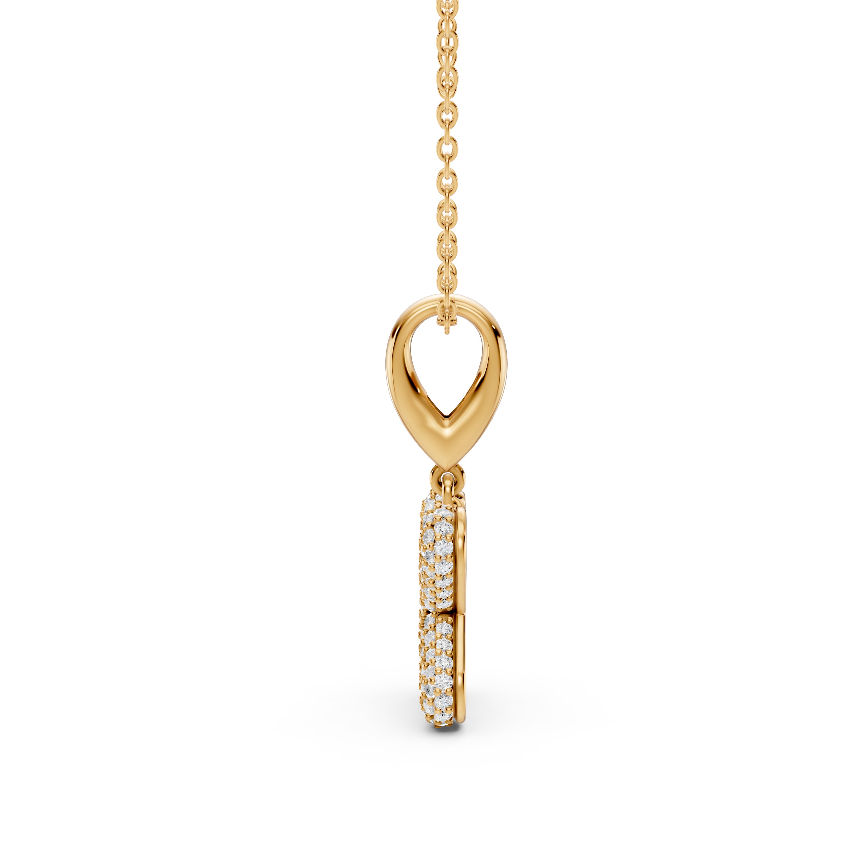 Bubble Pavé Diamond Initial Necklace - K