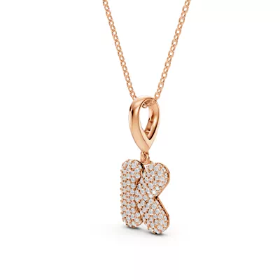 Bubble Pavé Lab Diamond Initial Necklace - K
