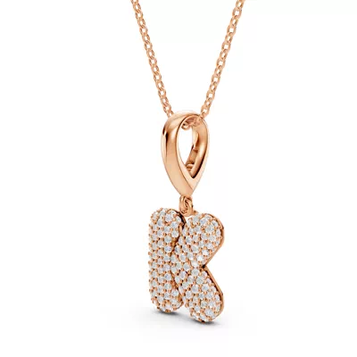 Bubble Pavé Diamond Initial Necklace - K