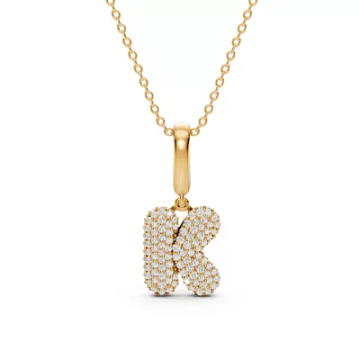 Bubble Pavé Diamond Initial Necklace - K