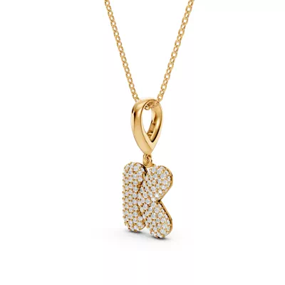 Bubble Pavé Diamond Initial Necklace - K