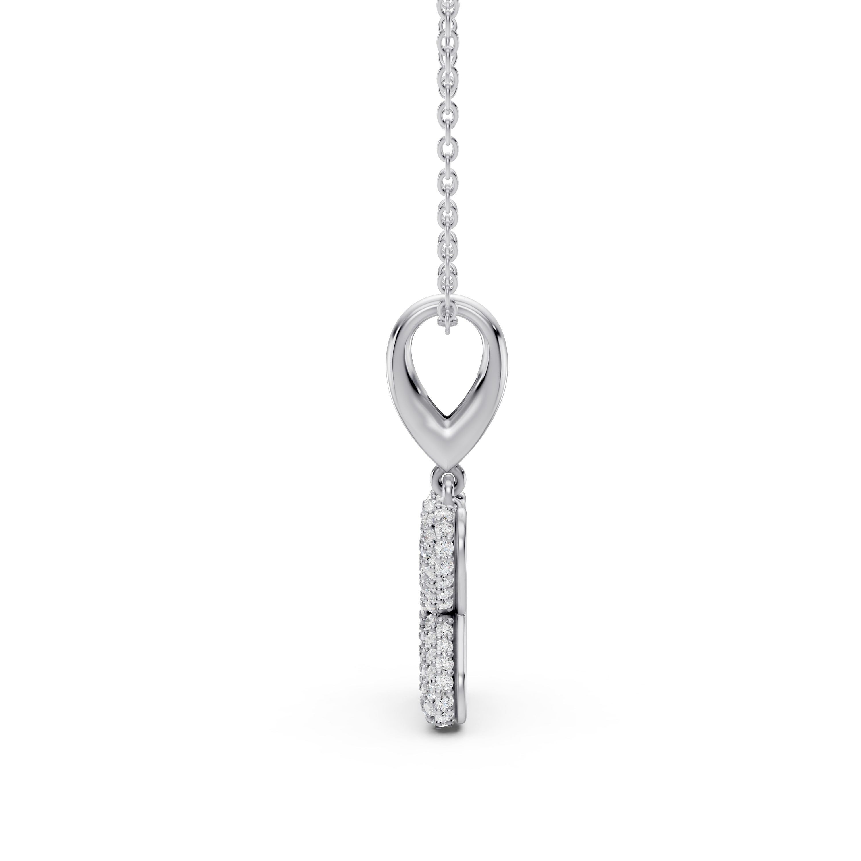 Bubble Pavé Diamond Initial Silver Necklace - K