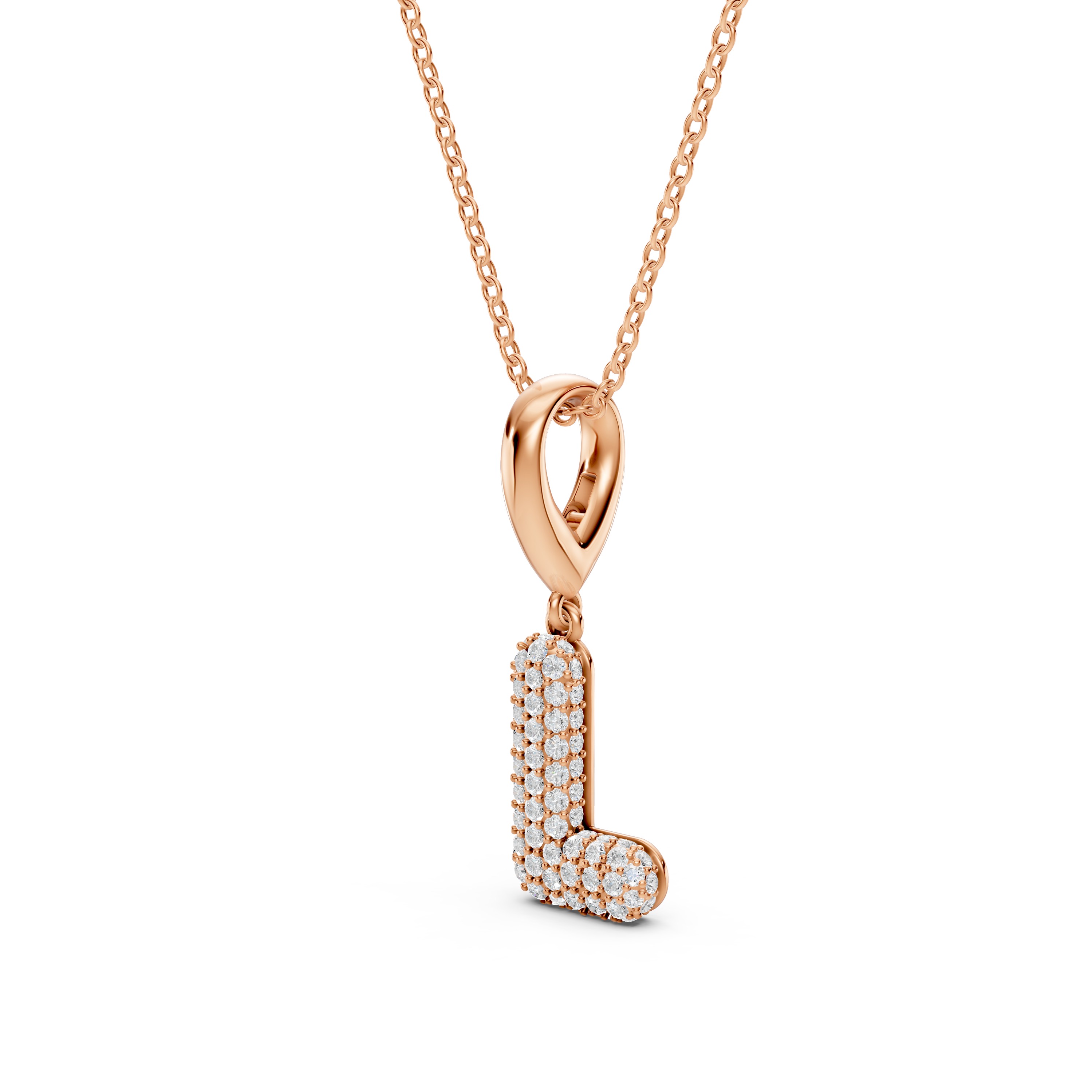 Bubble Pavé Lab Diamond Initial Necklace - L