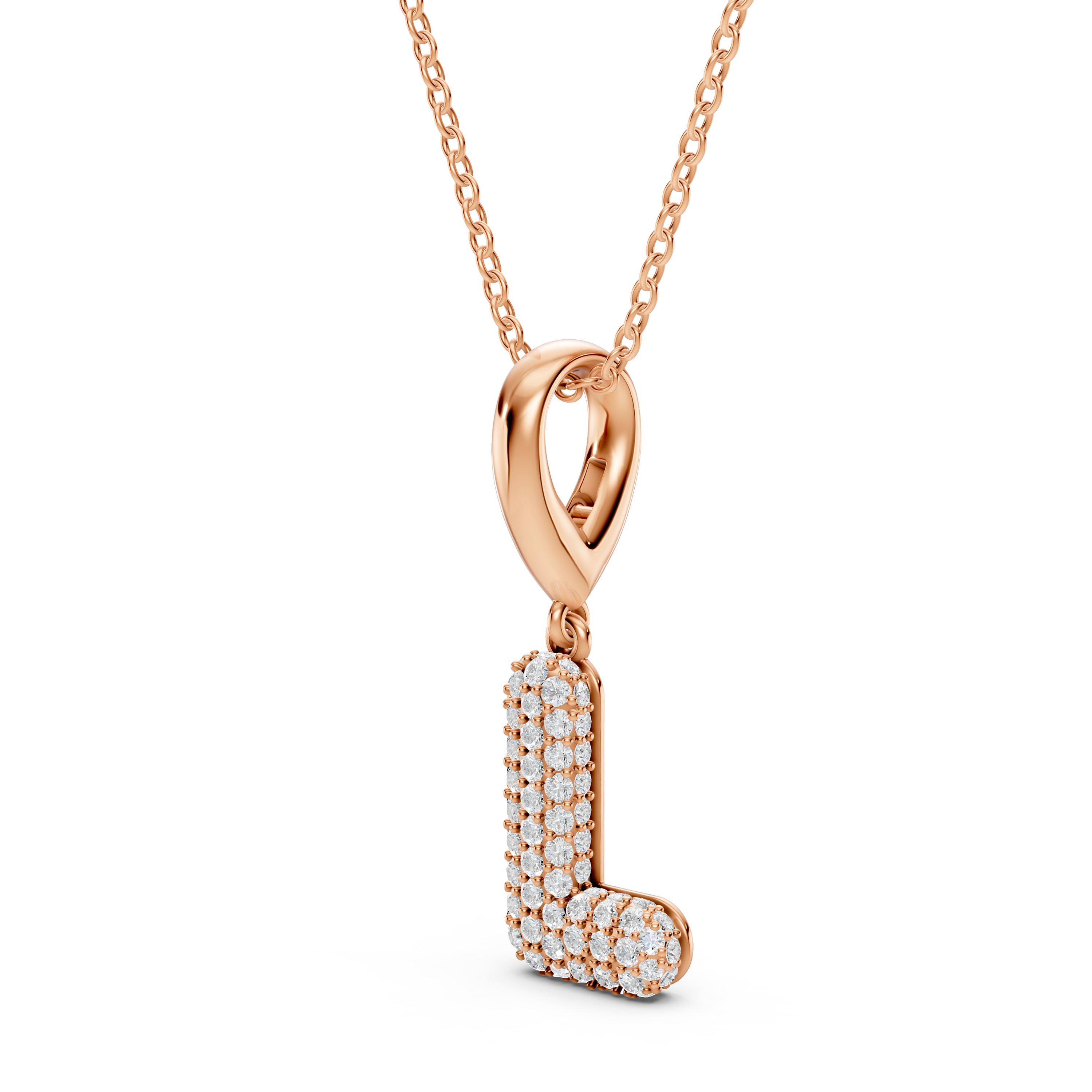 Bubble Pavé Lab Diamond Initial Necklace - L