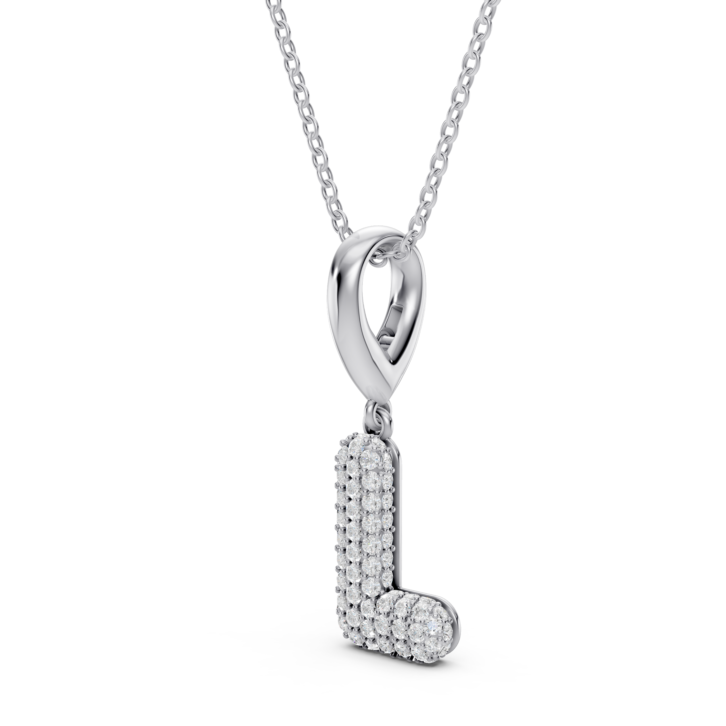 Bubble Pavé Lab Diamond Initial Necklace - L