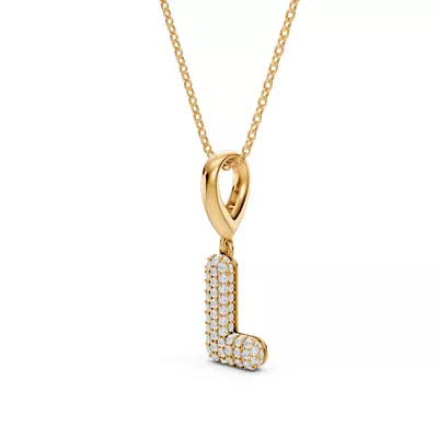 Bubble Pavé Diamond Initial Necklace - L
